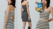 Kimmame - เสื้อและกระโปรง รุ่น Stripe Strapless Set 3 สี